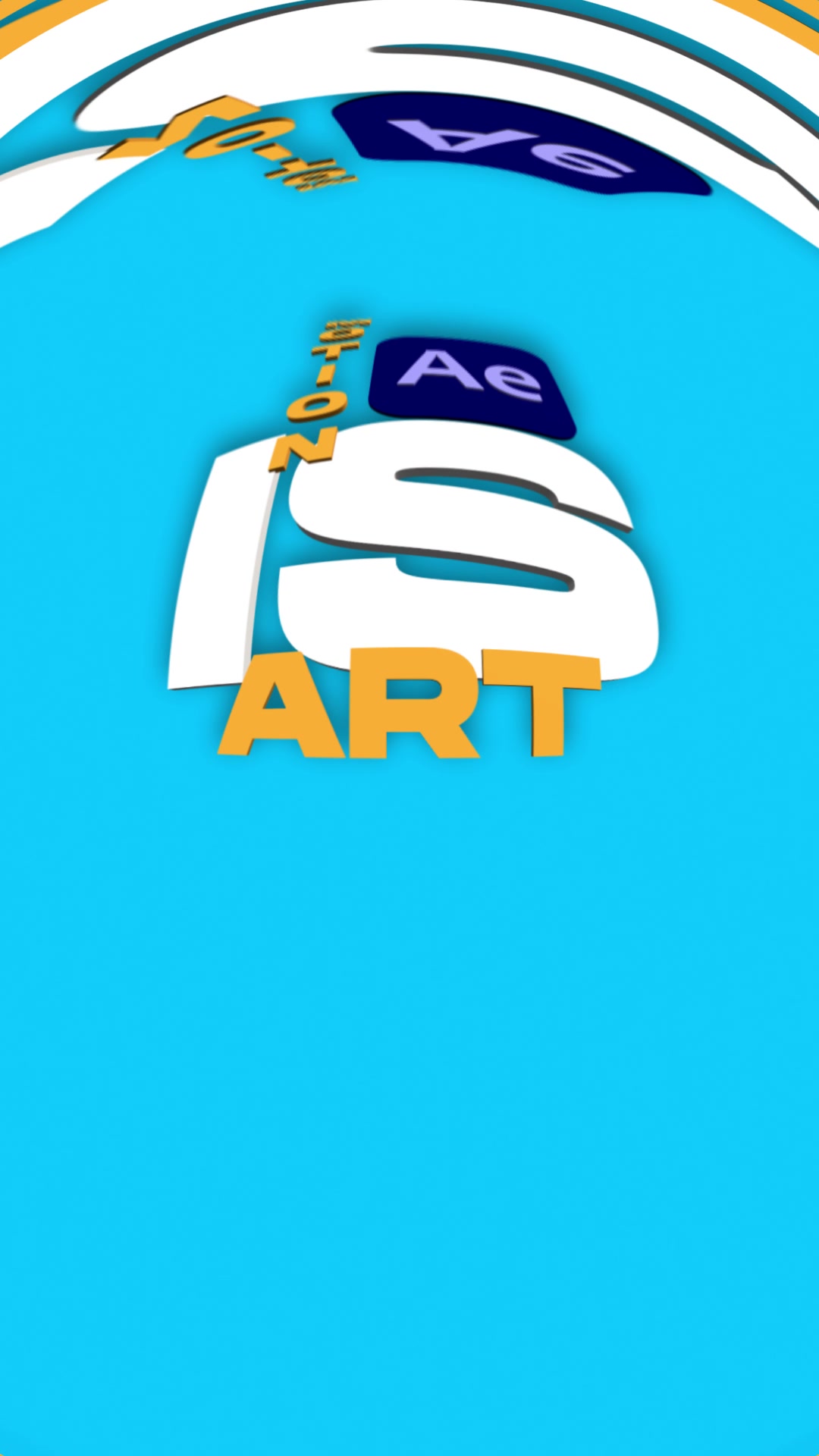 Dimensional type reading IS ART on a bright blue field, with an After Effects mark in the composition.