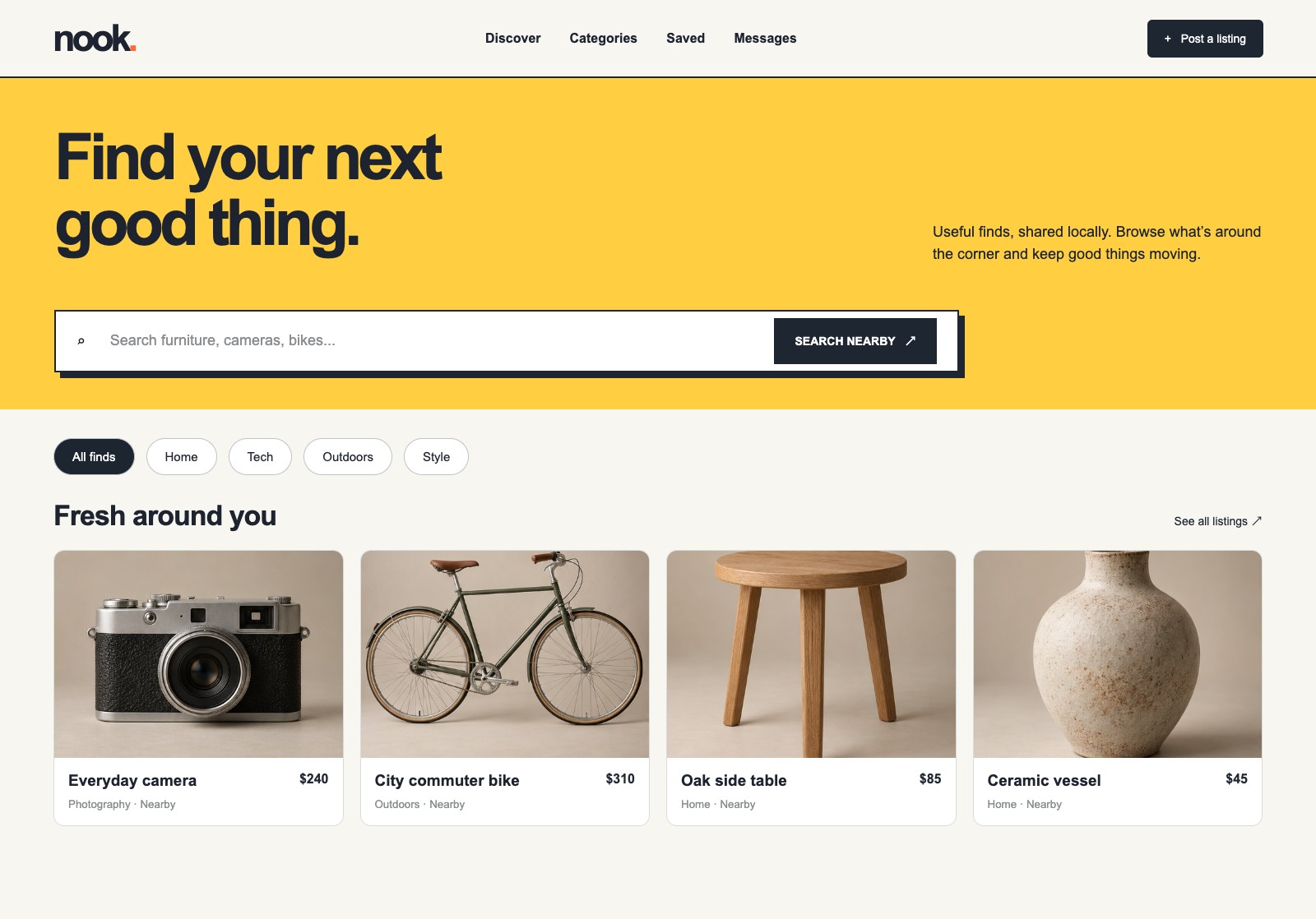 Fictional Nook Exchange marketplace concept.